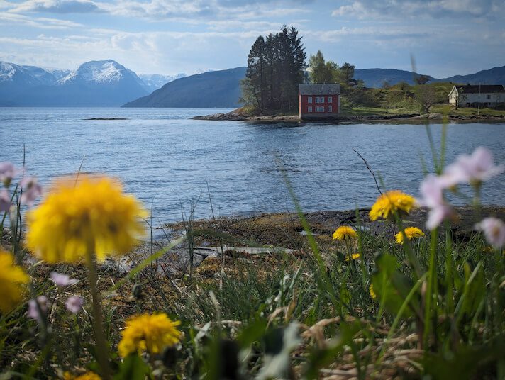 hus på øya i Hardangerfjord