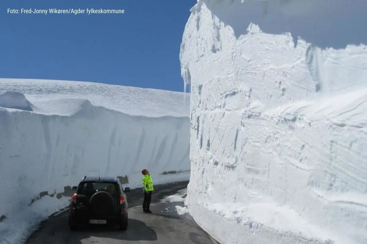 winter road Lysevegen in Southern Norway