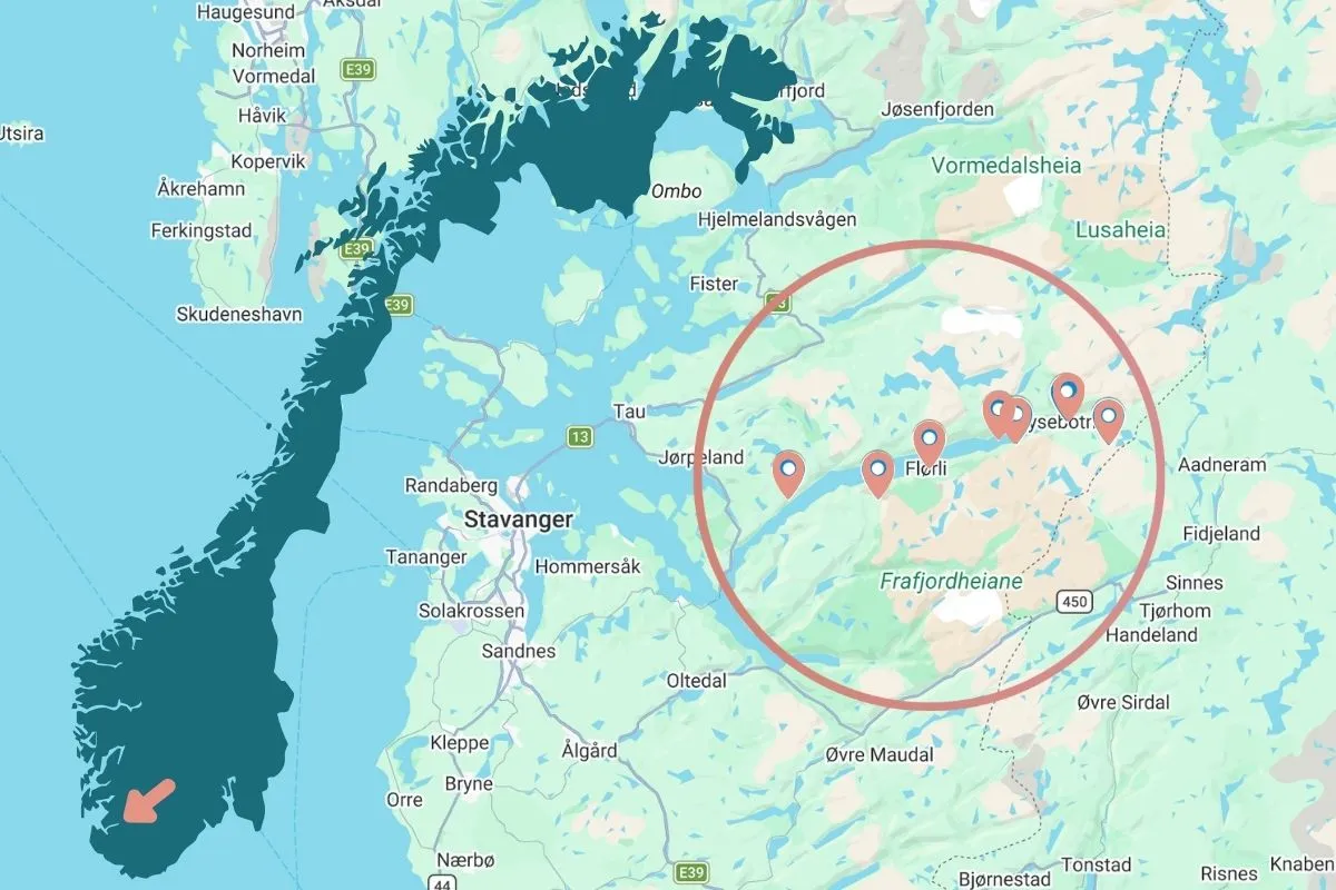 Map of What to see in Lysefjord Norway